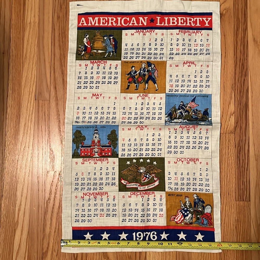 VTG Bicentennial 1976 Tea Towel Calendar - Picture 4 of 9
